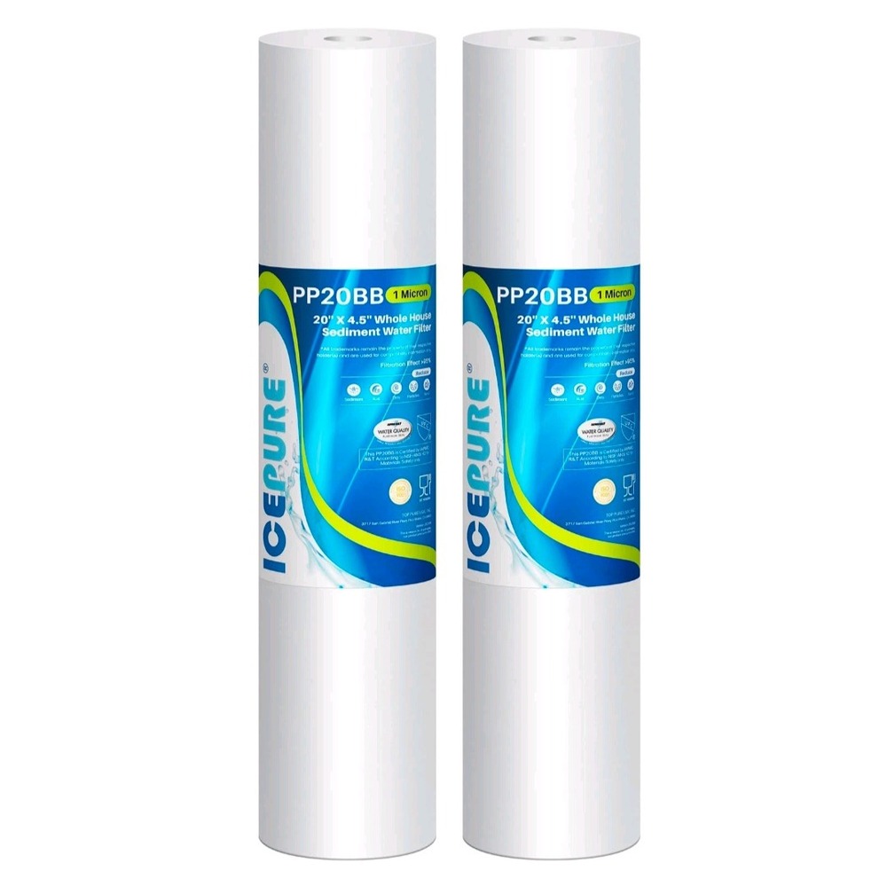 ICEPURE‎ PP20BB 1 Micron Whole House Sediment Water Filter 20 x 4.5 2 Pack